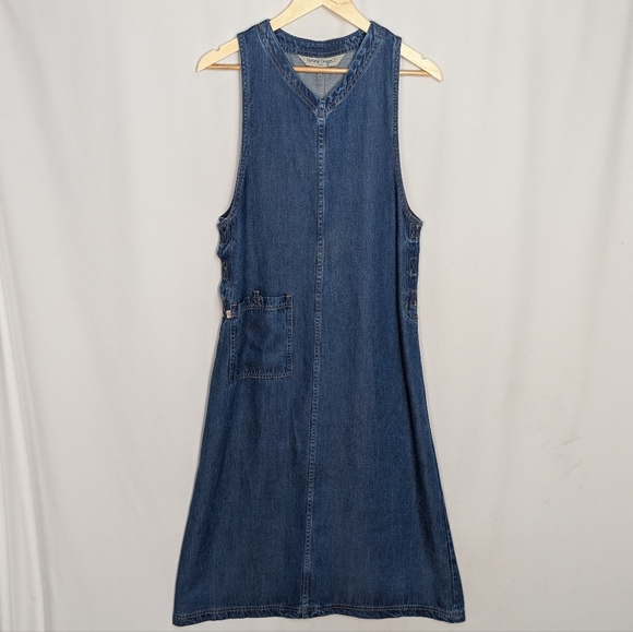 Natural Origins Dresses & Skirts - Denim Sleeveless A-Line Midi Dress